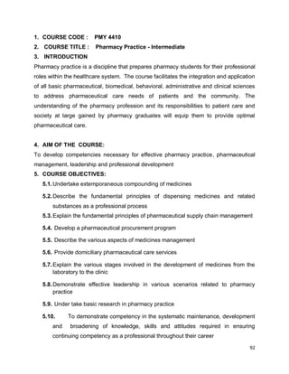 2013 curriculum for pharmacy degree at unza - 2013 | PDF