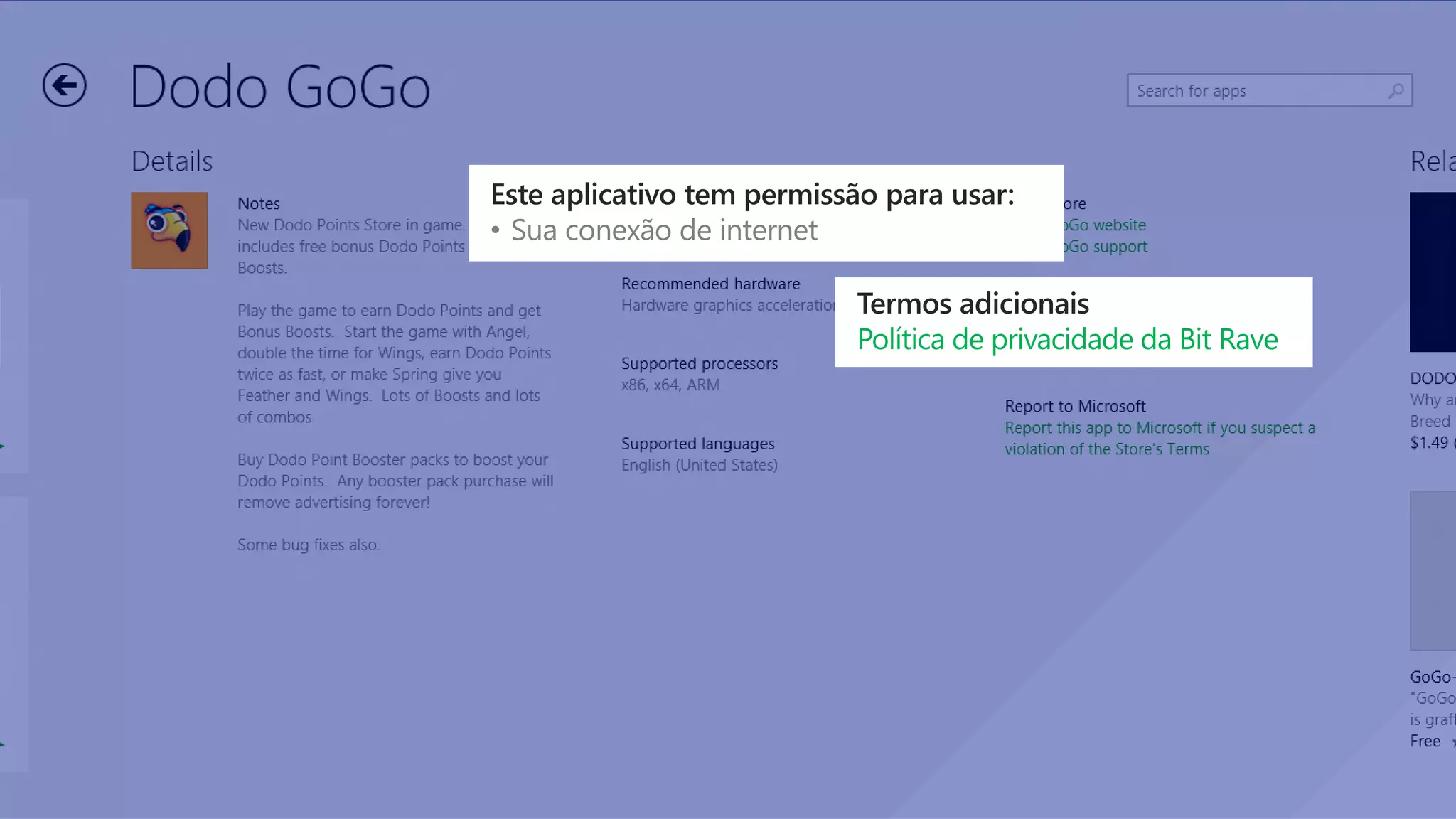 Este aplicativo tem permissão para usar:
Termos adicionais

 