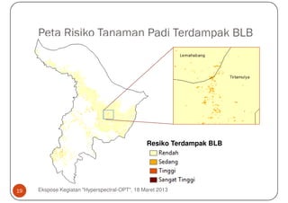 Peta Risiko Tanaman Padi Terdampak BLB




                                               Resiko Terdampak BLB




19   Ekspose Kegiatan "Hyperspectral-OPT", 18 Maret 2013
 