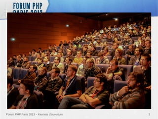 Forum PHP Paris 2013 – Keynote d'ouverture

3

 