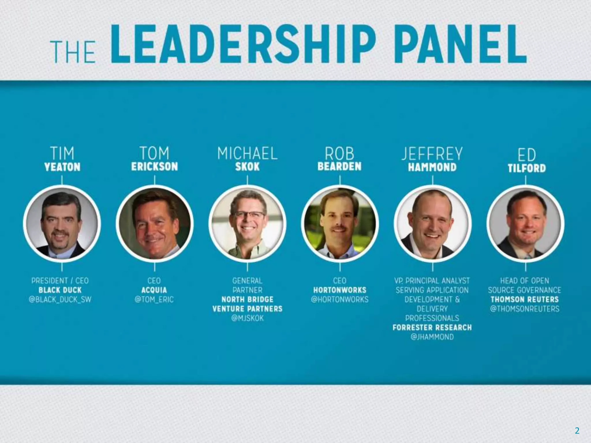 The Leadership Panel
[awaiting specific contact info from
Megan]
2
 