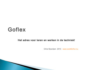 Goflex
   Het adres voor leren en werken in de techniek!


                       Chris Noordam 2013 www.workforfun.nu
 