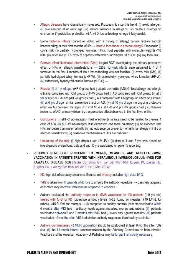 2013 june pearls in allergy and clinical immunology 14 638