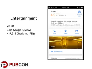 Entertainment
•PURE
•321 Google Reviews
•17,315 Check-ins (FSQ)

 