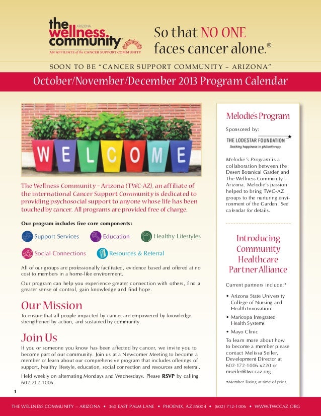 October November December The Wellness Community Arizona Calendar