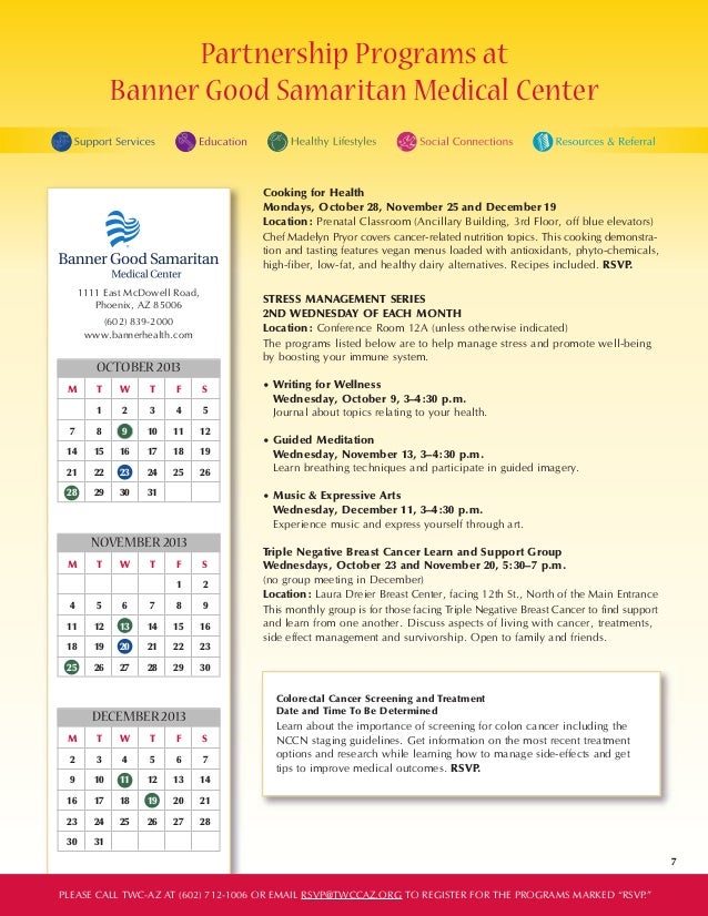October November December The Wellness Community Arizona Calendar