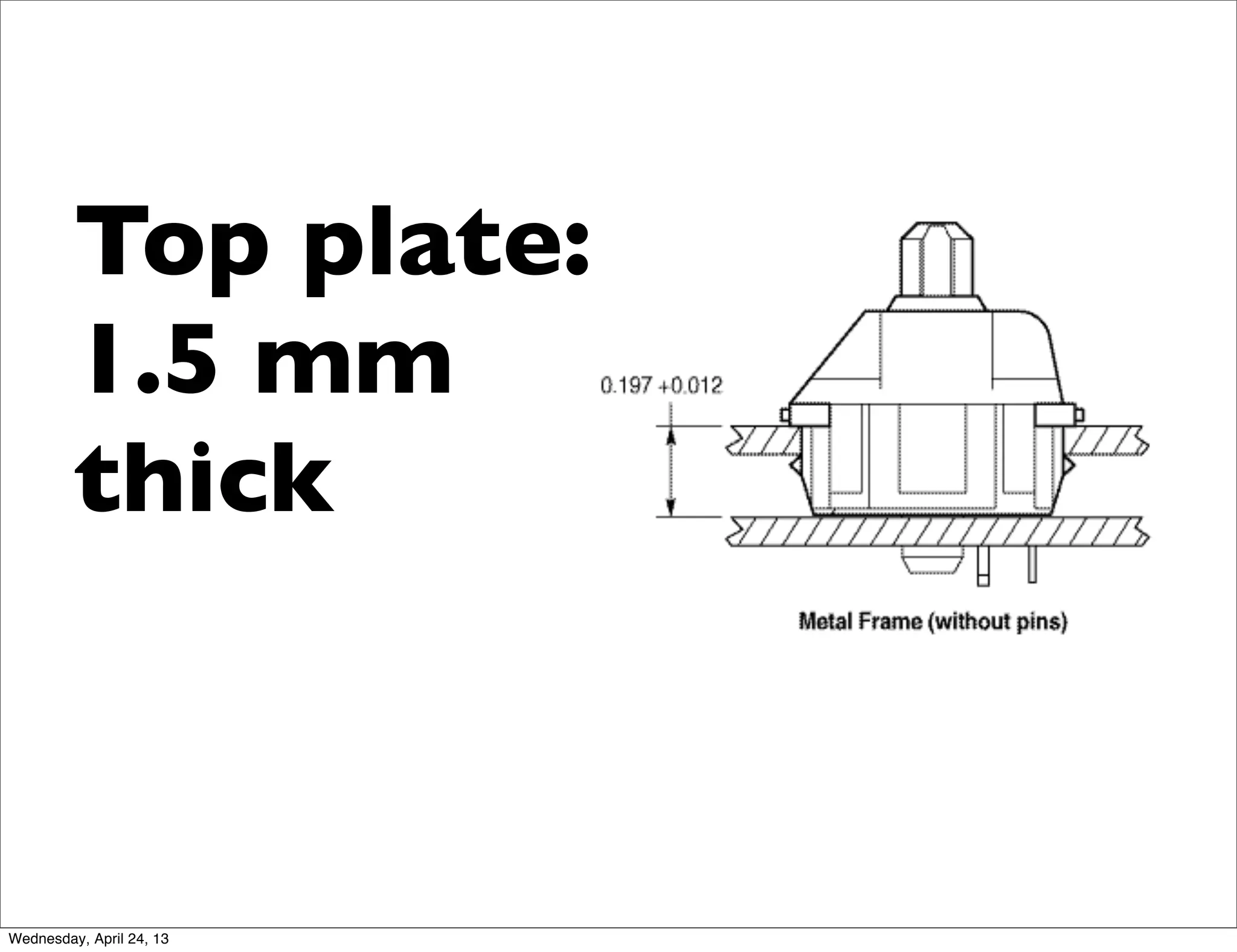 Top plate:
1.5 mm
thick
Wednesday, April 24, 13
 