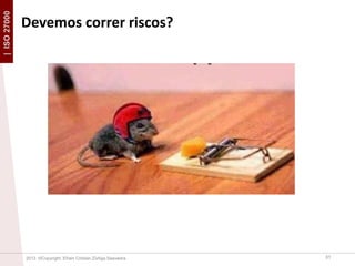 | ISO 27000

Devemos correr riscos?

2013 ©Copyright. Efrain Cristian Zúñiga Saavedra

31

 