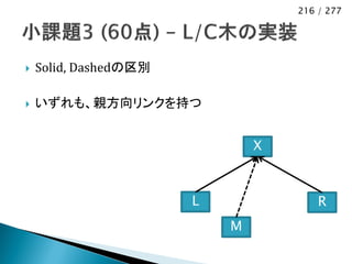 216 / 277




   Solid, Dashedの区別

   いずれも、親方向リンクを持つ


                               X



                       L               R
                           M
 