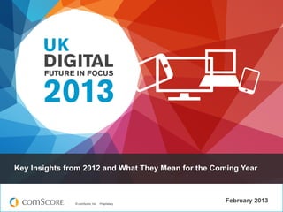 Key Insights from 2012 and What They Mean for the Coming Year



               © comScore, Inc.   Proprietary.
                                                     February 2013
 