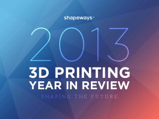 2013
3D PRINTING
YEAR IN REVIEW
SHAPING THE FUTURE

 