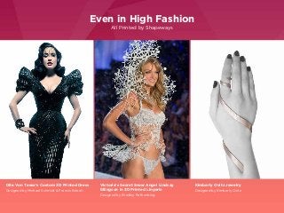 Even in High Fashion
All Printed by Shapeways

Dita Von Teese’s Custom 3D Printed Dress
Designed by Michael Schmidt & Fran...