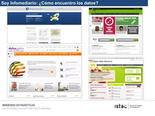 ABRIENDO ESTADÍSTICAS
LAS ENTIDADES LOCALES COMO REUTILIZADORAS
Soy Infomediario: ¿Cómo encuentro los datos?
 