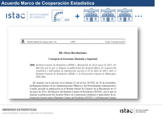 ABRIENDO ESTADÍSTICAS
LAS ENTIDADES LOCALES COMO REUTILIZADORAS
Acuerdo Marco de Cooperación Estadística
…+
 