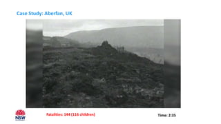 Case Study: Aberfan, UK
Fatalities: 144 (116 children) Time: 2:35
 