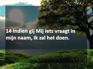 14 Indien gij Mij iets vraagt in
mijn naam, Ik zal het doen.

 