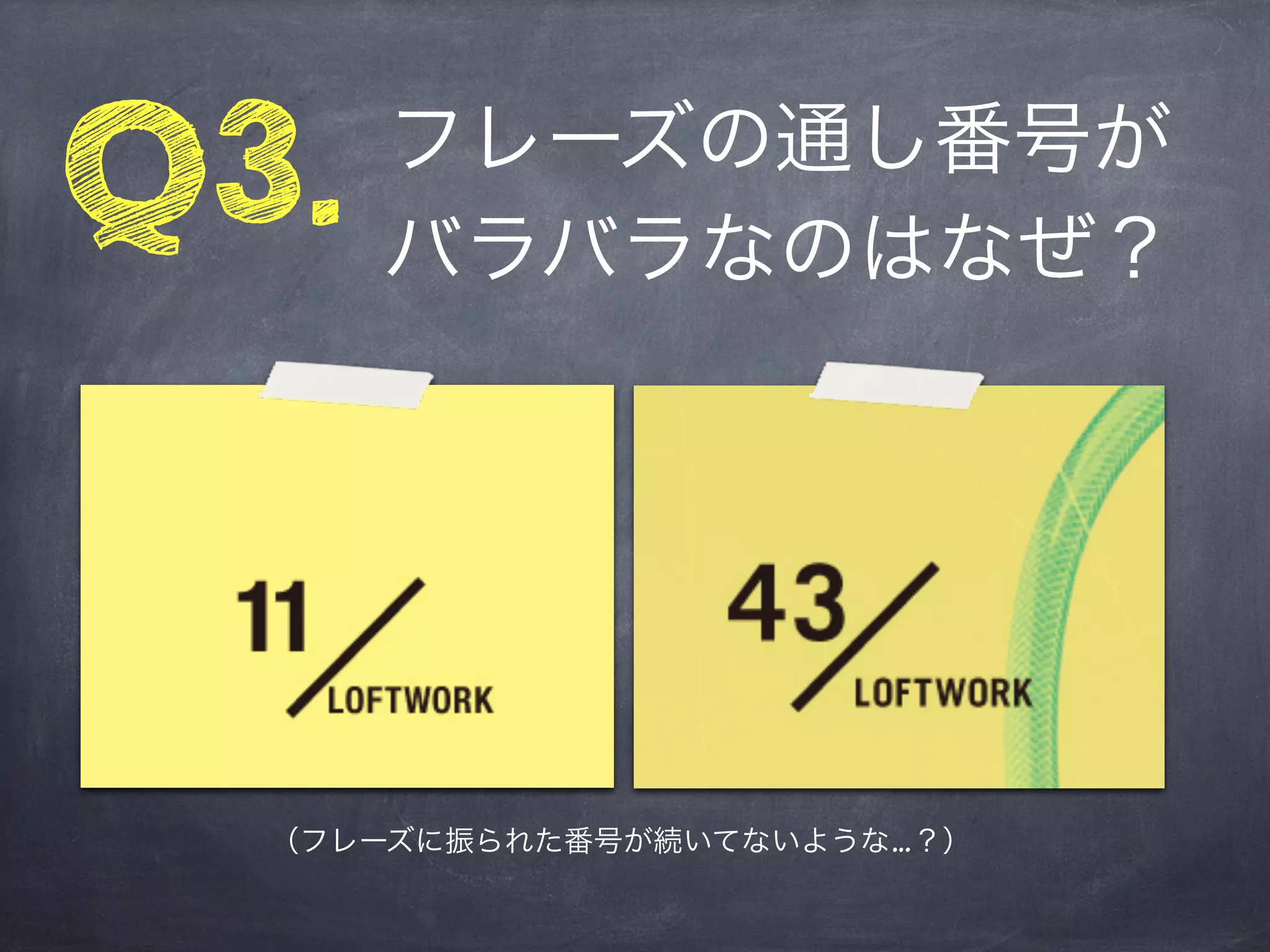 Q3.   フレーズの通し番号が
      バラバラなのはなぜ？




  （フレーズに振られた番号が続いてないような…？）
 