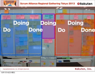Scrum Alliance Regional Gathering Tokyo 2013




    Doing   Doing    Doing
 Do      Done     Do     Done




13116ˮ
 