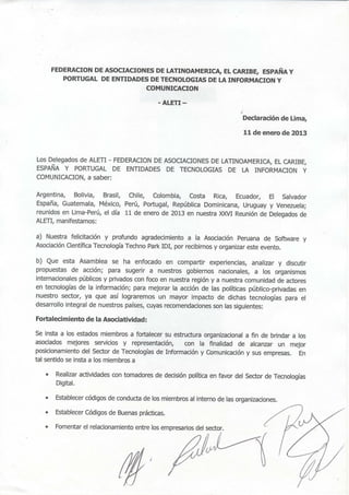 Declaração de Lima na ALETI