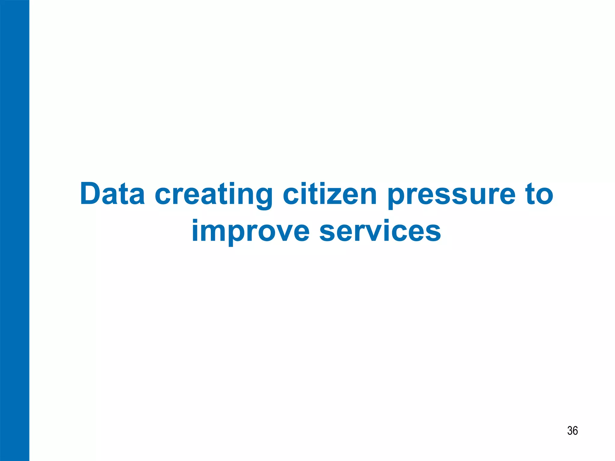 Data creating citizen pressure to
       improve services




                                    36
 