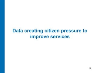 Data creating citizen pressure to
       improve services




                                    36
 