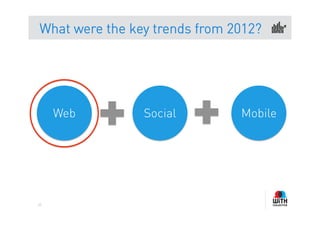 What were the key trends from 2012?




     Web        Social         Mobile




45
 