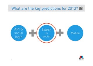 What are the key predictions for 2013?




     API &       Search
     social        is            Mobile
     login       social




81
 