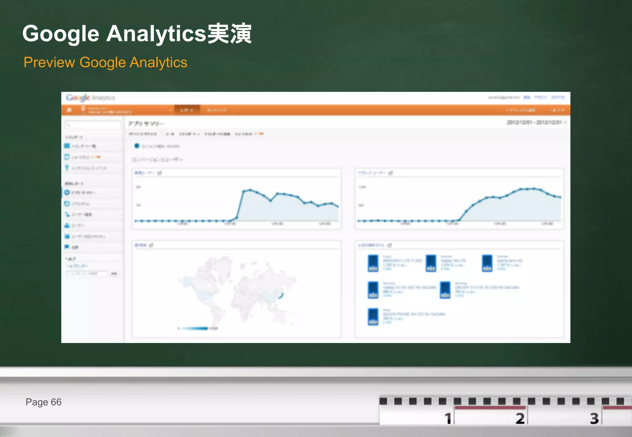 Google Analytics実演
Preview Google Analytics




Page 66
 