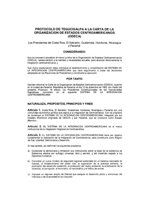 20130124155710356 protocolo de tegucigalpa a la carta de la organizacion de estados centroamericanos odeca y su enmienda