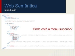 Web Semântica
Introdução
Onde está o menu superior?
 