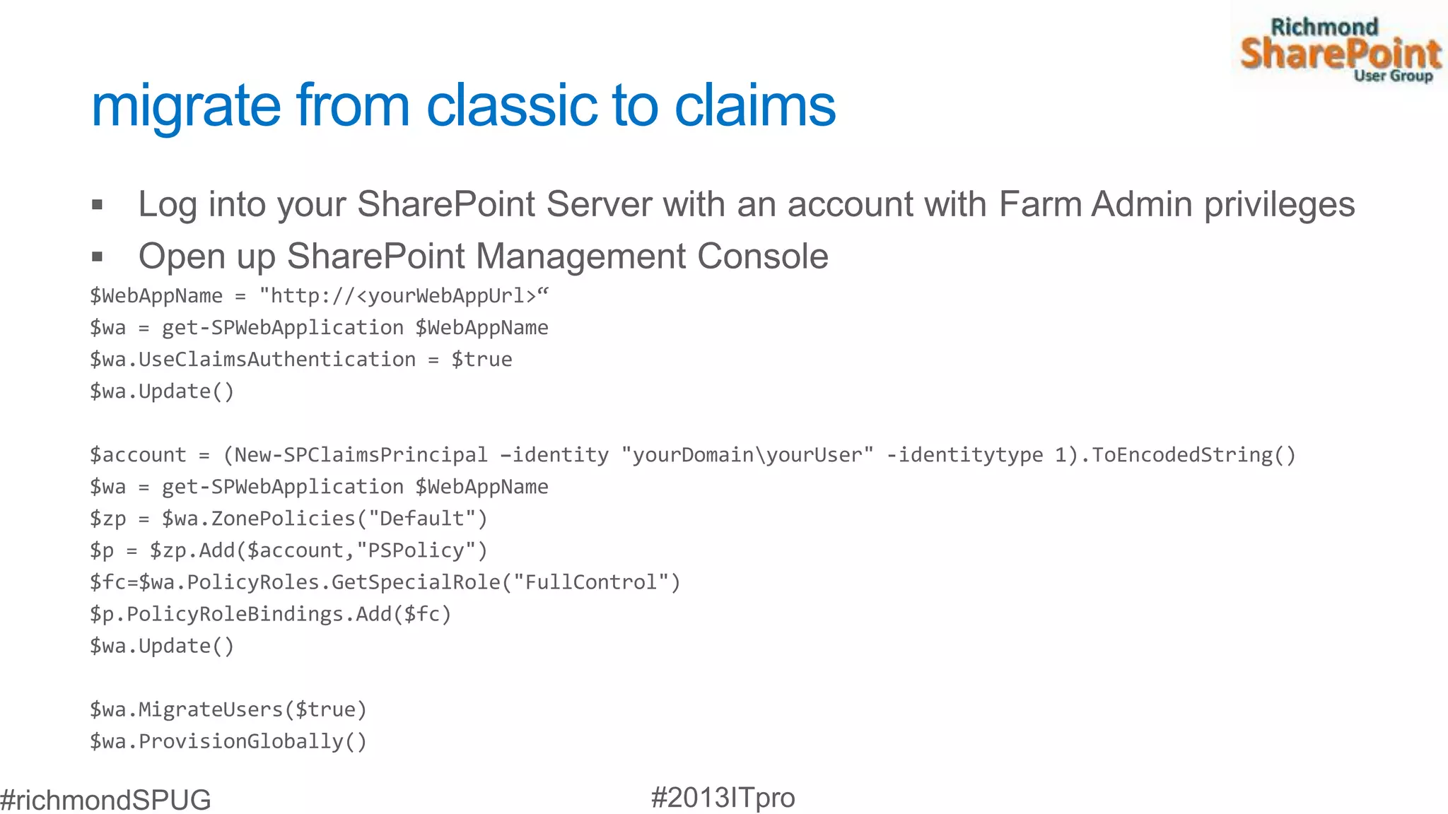 migrate from classic to claims
 