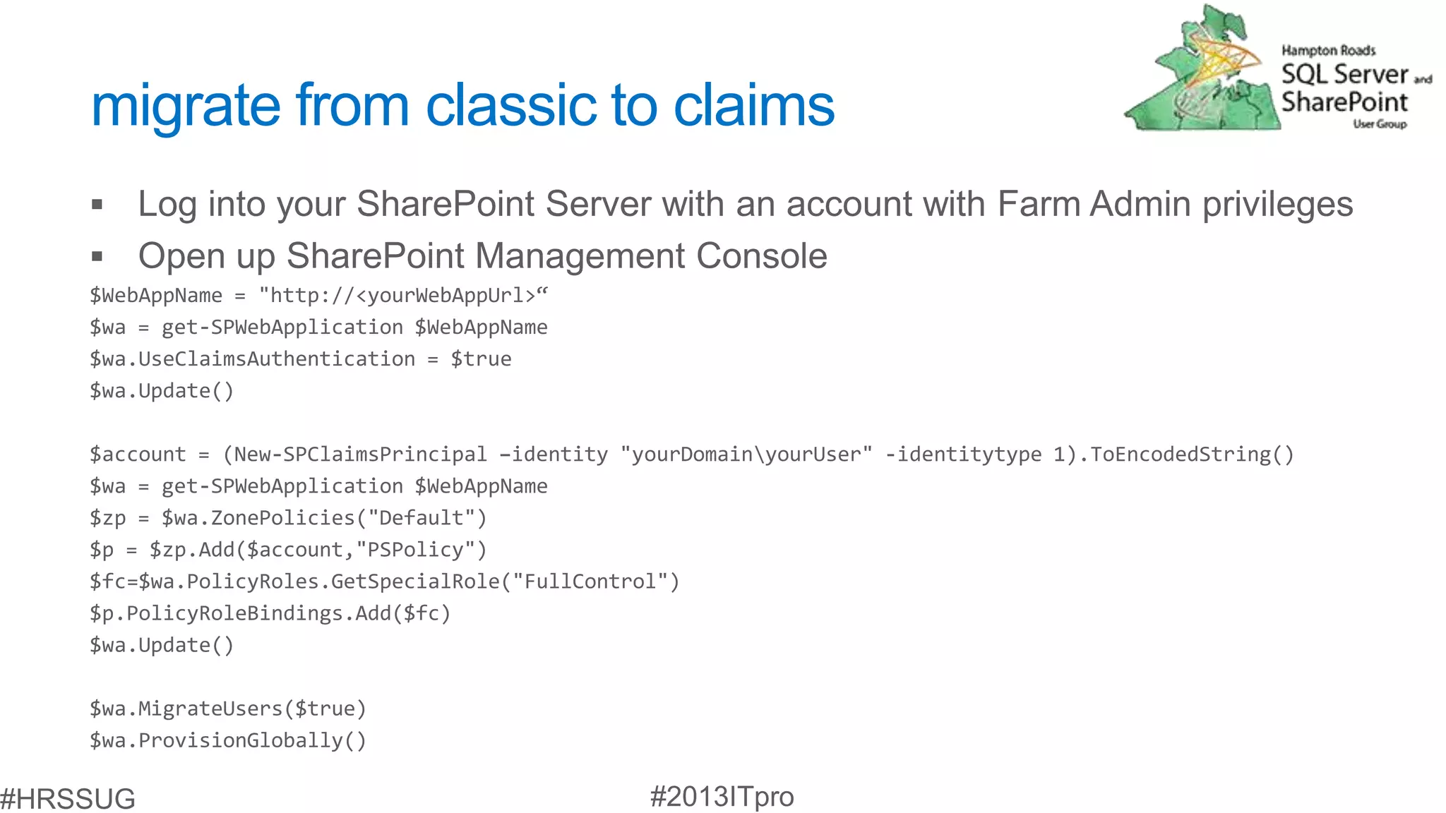 migrate from classic to claims
 