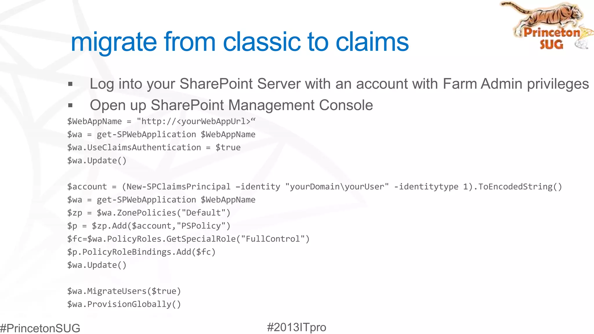 migrate from classic to claims
 
