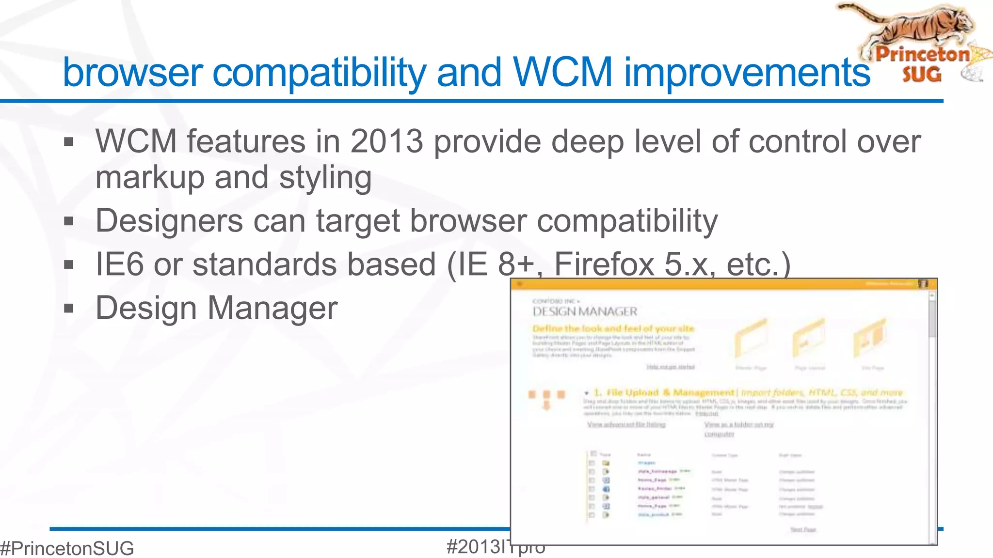 browser compatibility and WCM improvements
 