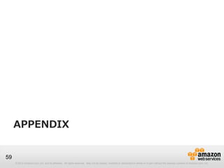 APPENDIX


59
     © 2012 Amazon.com, Inc. and its affiliates. All rights reserved. May not be copied, modified or distributed in whole or in part without the express consent of Amazon.com, Inc.
 