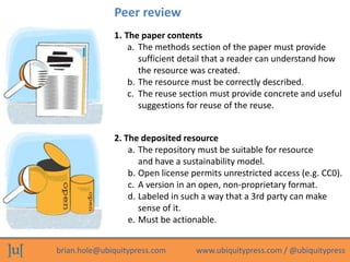 Peer review
              1. The paper contents
                  a. The methods section of the paper must provide
       ...