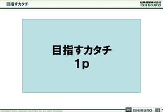 目指すカタチ




         目指すカタチ
           １ｐ


                  Re   ISHIKURO   16
 