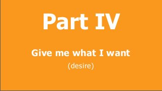 Part IV
                                  Give me what I want
                                                      (desir...