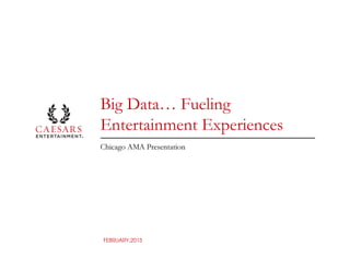 Big Data… Fueling
Entertainment Experiences
Chicago AMA Presentation




FEBRUARY.2013
 
