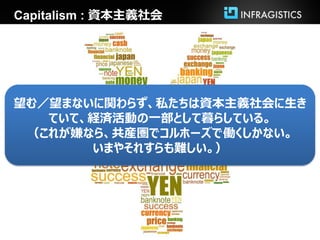 Capitalism : 資本主義社会




望む／望まないに関わらず、私たちは資本主義社会に生き
   ていて、経済活動の一部として暮らしている。
 （これが嫌なら、共産圏でコルホーズで働くしかない。
       いまやそれすらも難しい。）
 