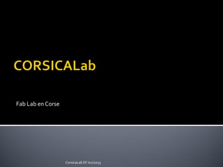 Fab Lab en Corse
CorsicaLab EF /02/2013
 