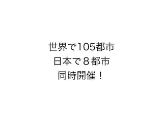 世界で105都市
日本で８都市
 同時開催！
 