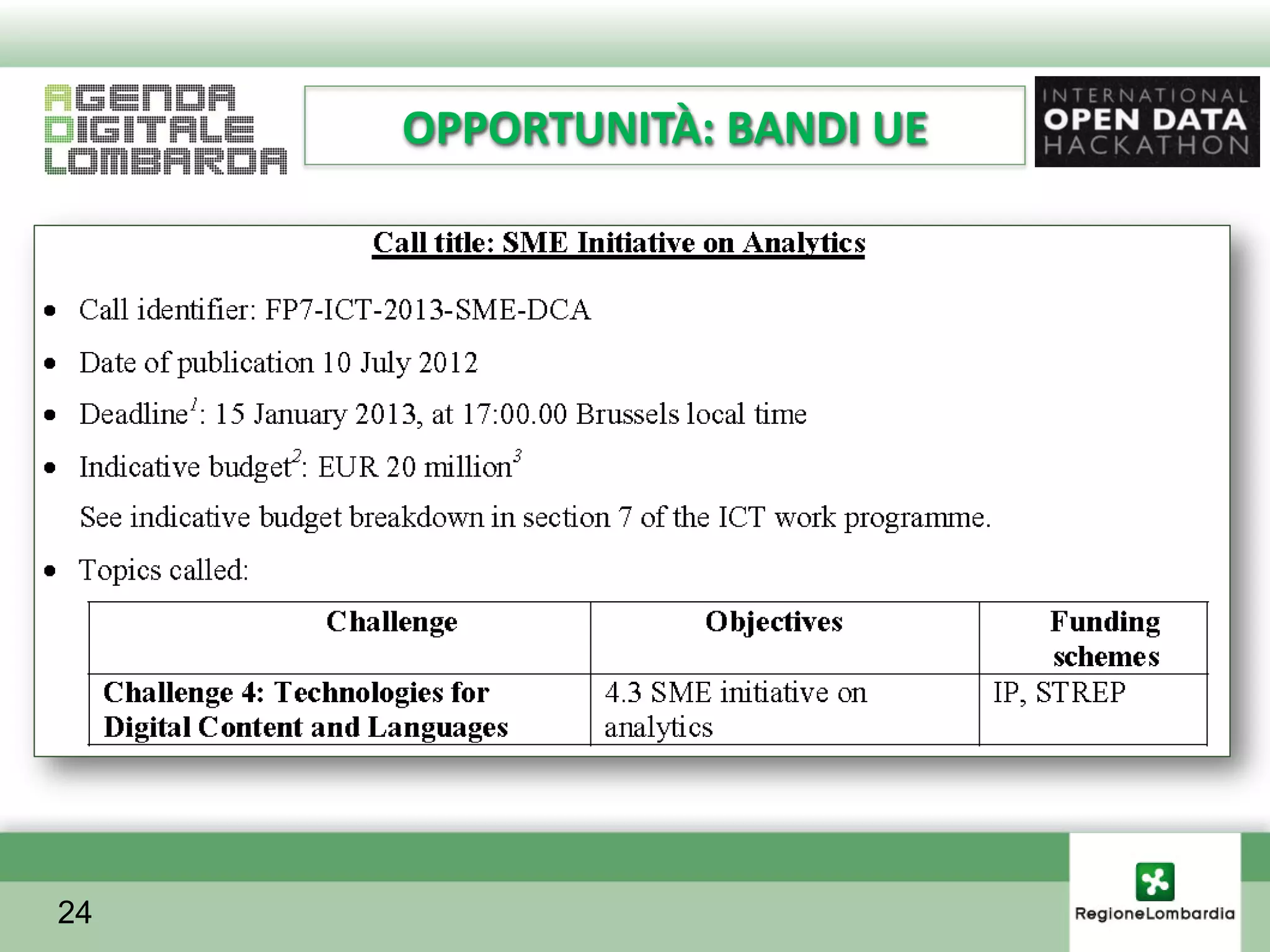 OPPORTUNITÀ: BANDI UE




24
 
