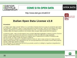 COME SI FA OPEN DATA
     http://www.dati.gov.it/iodl/2.0/




35
 
