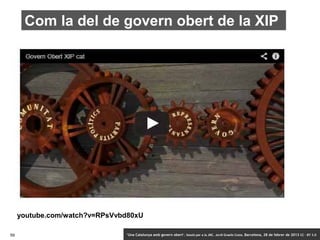 Com la del de govern obert de la XIP




     youtube.com/watch?v=RPsVvbd80xU

59                             ‘Una Catalun...