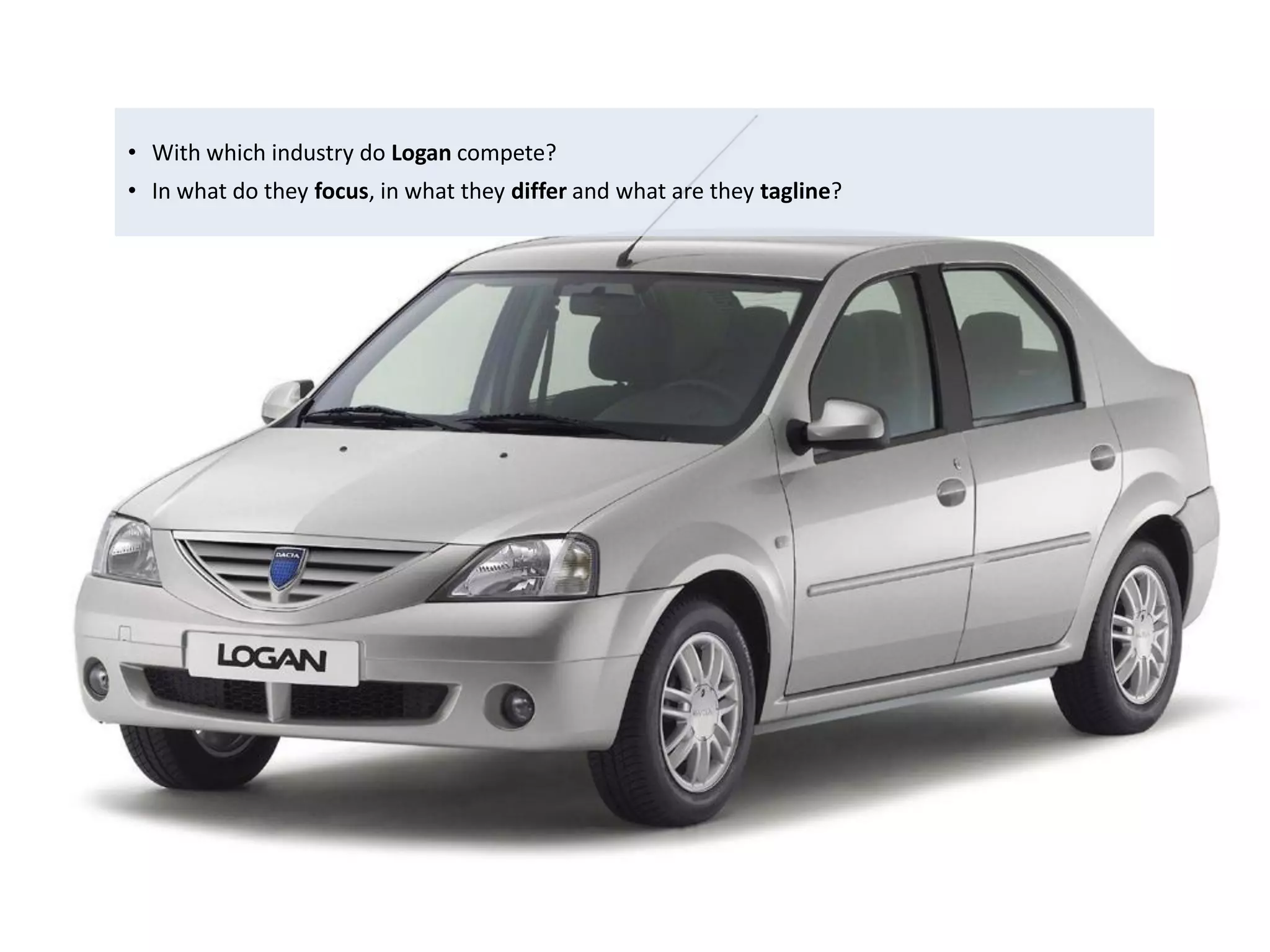 • With which industry do Logan compete?
     • In what do they focus, in what they differ and what are they tagline?




Eduardo Larrain - Linkedin - Website                                           53
 