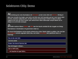 Selektoren CSS3: Demo




116                     Kochan & Partner Brand Design Development
 
