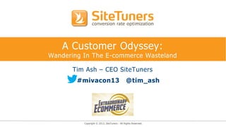 A Customer Odyssey:
Wandering In The E-commerce Wasteland

      Tim Ash – CEO SiteTuners
        #mivacon13                            @tim_ash




          Copyright © 2013, SiteTuners - All Rights Reserved.
 