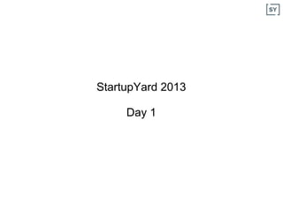 StartupYard 2013
  Program and Rules
 