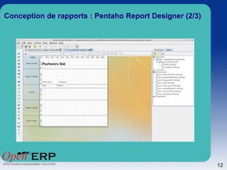 Conception de rapports : Pentaho Report Designer (2/3)




                                                         12
 